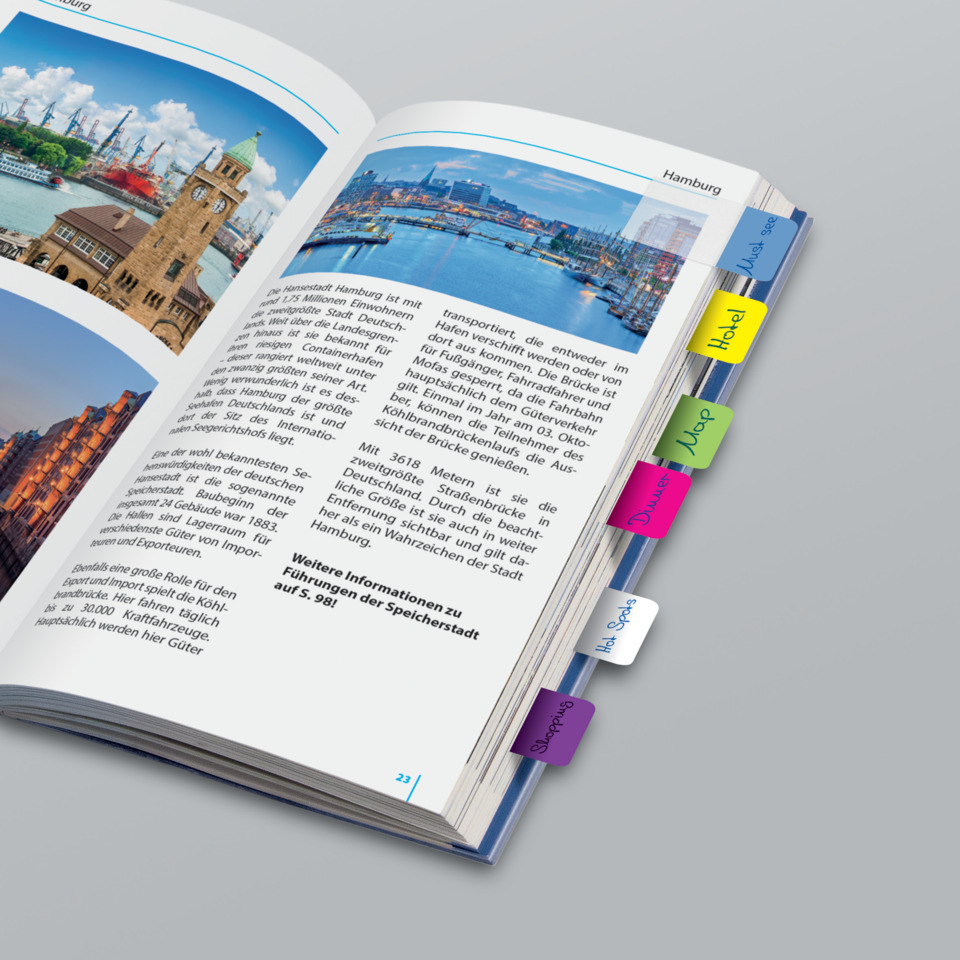 Reiseführer, Buch, Karten, Tabs, Infoseite, Reiseprospekt, Hamburg, Bilderbogen, Klappregister, Tabs