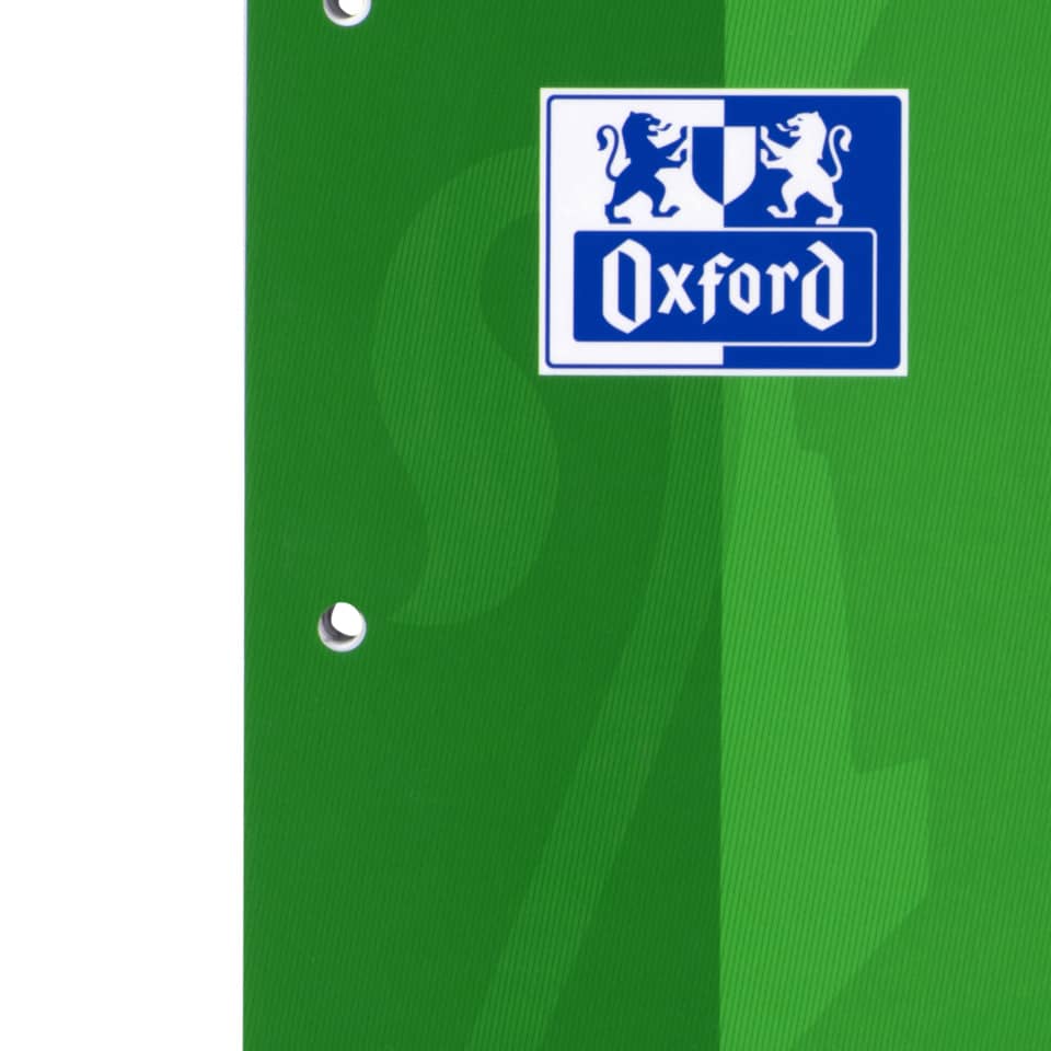 Oxford Logo, blaues Emblem, grüner Hintergrund, Ordner, Heftlochalte