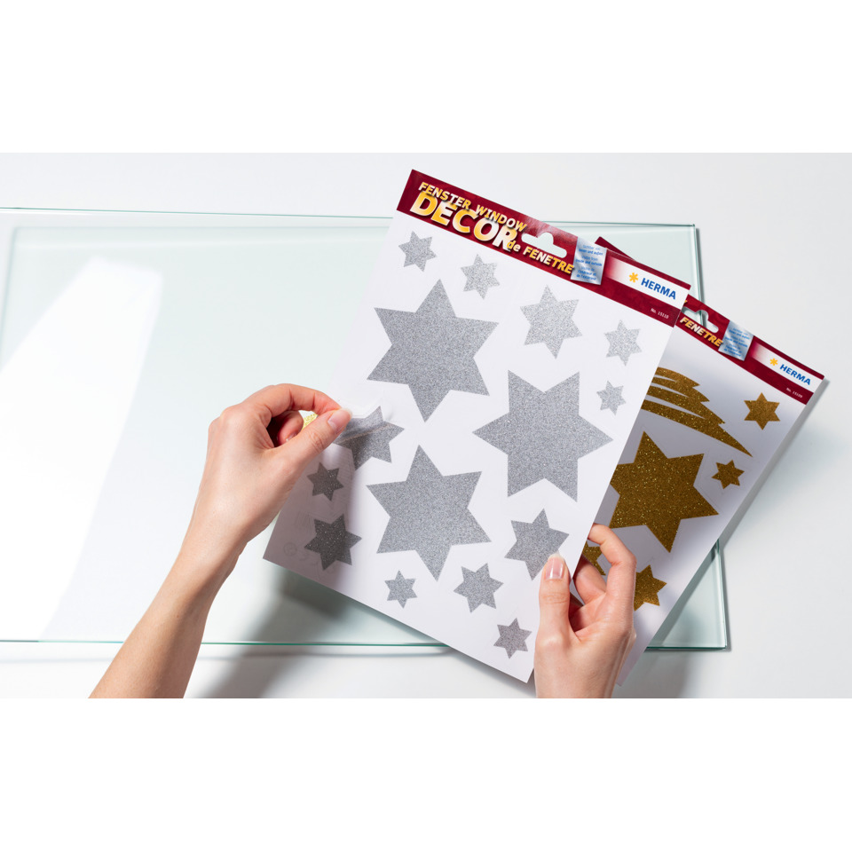 Sterne Aufkleber, Glitzersticker, Dekorfolie, Fensterdeko, Schablonenzusatz