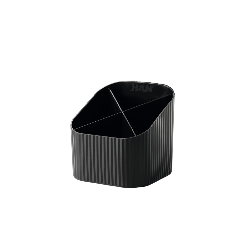 Organizer, Stifthalter, Schreibtischorganizer, Schwarz, Gerippte Textur