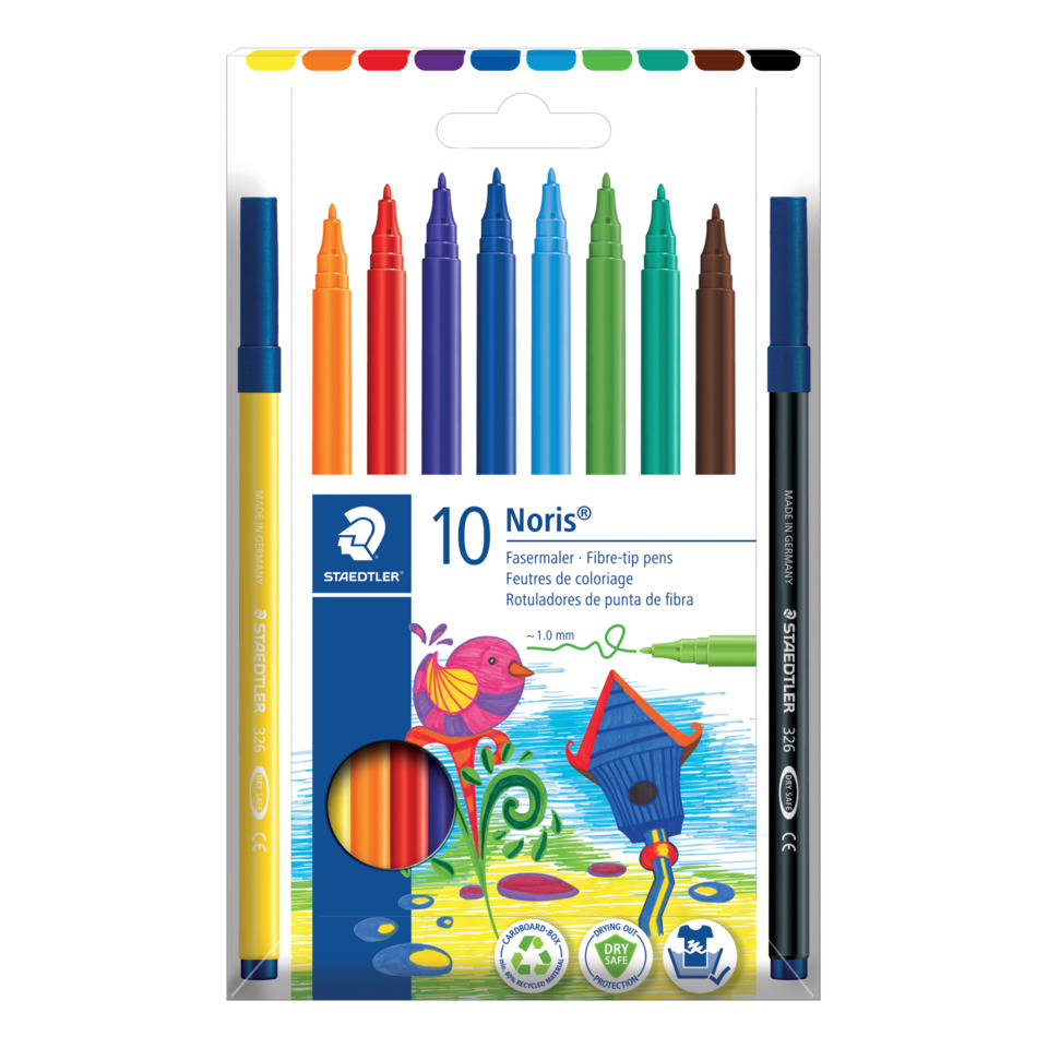 Marker Pens, Farbmarker, Stifte-Set, Fibertip, 10er Pack