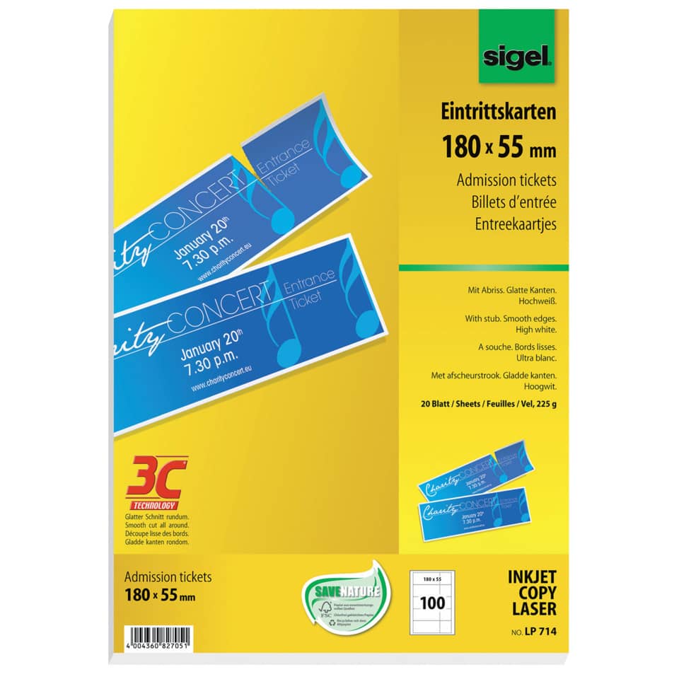 Ticket, Eintrittskarte, Konzertkarte, blaue Tickets, gelbes Verpackungsmaterial
