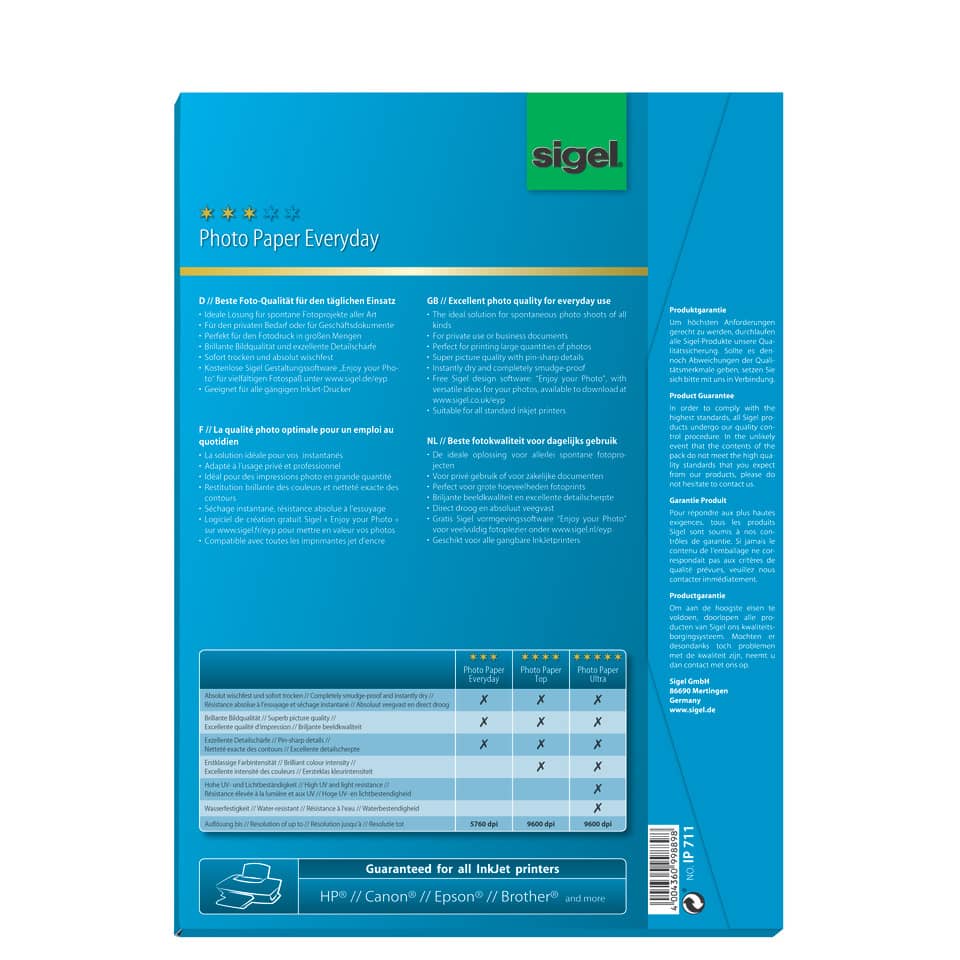 Foto-Papier, Papierpackung, Druckerpapier, Sigel, Blau