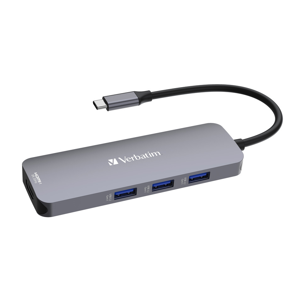 USB-C Hub, HDMI Adapter, USB-A Ports, Aluminium, Grau