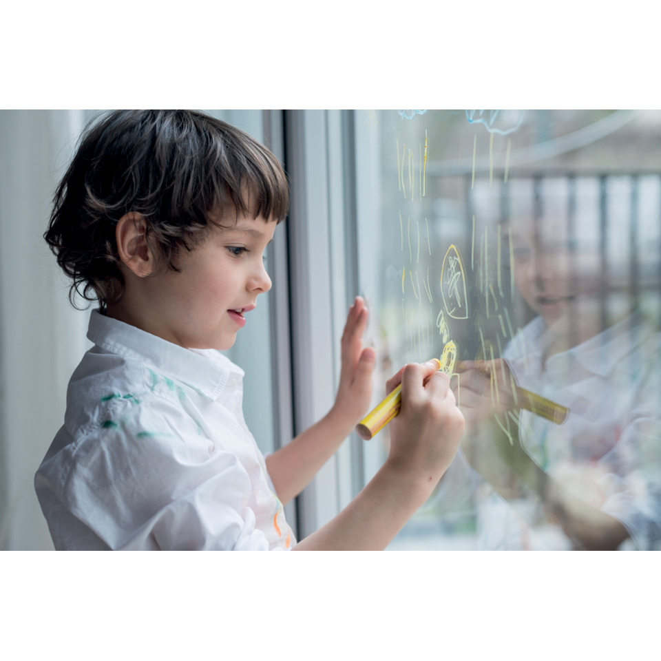 Kind, Fenster, Kreide, Tafel, Junge