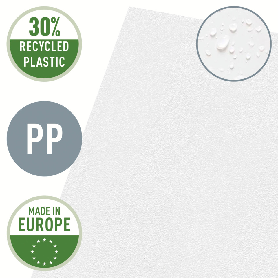Polypropylen, PP, weißes Blechsheet, Texturiert, recyceltes Plastik