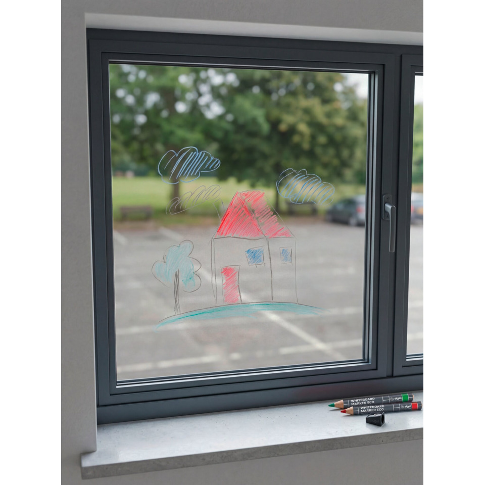 Fenster, Kinderzeichnung, Kunst auf Glas, Kreidezeichnung, Wohnzimmerfenster