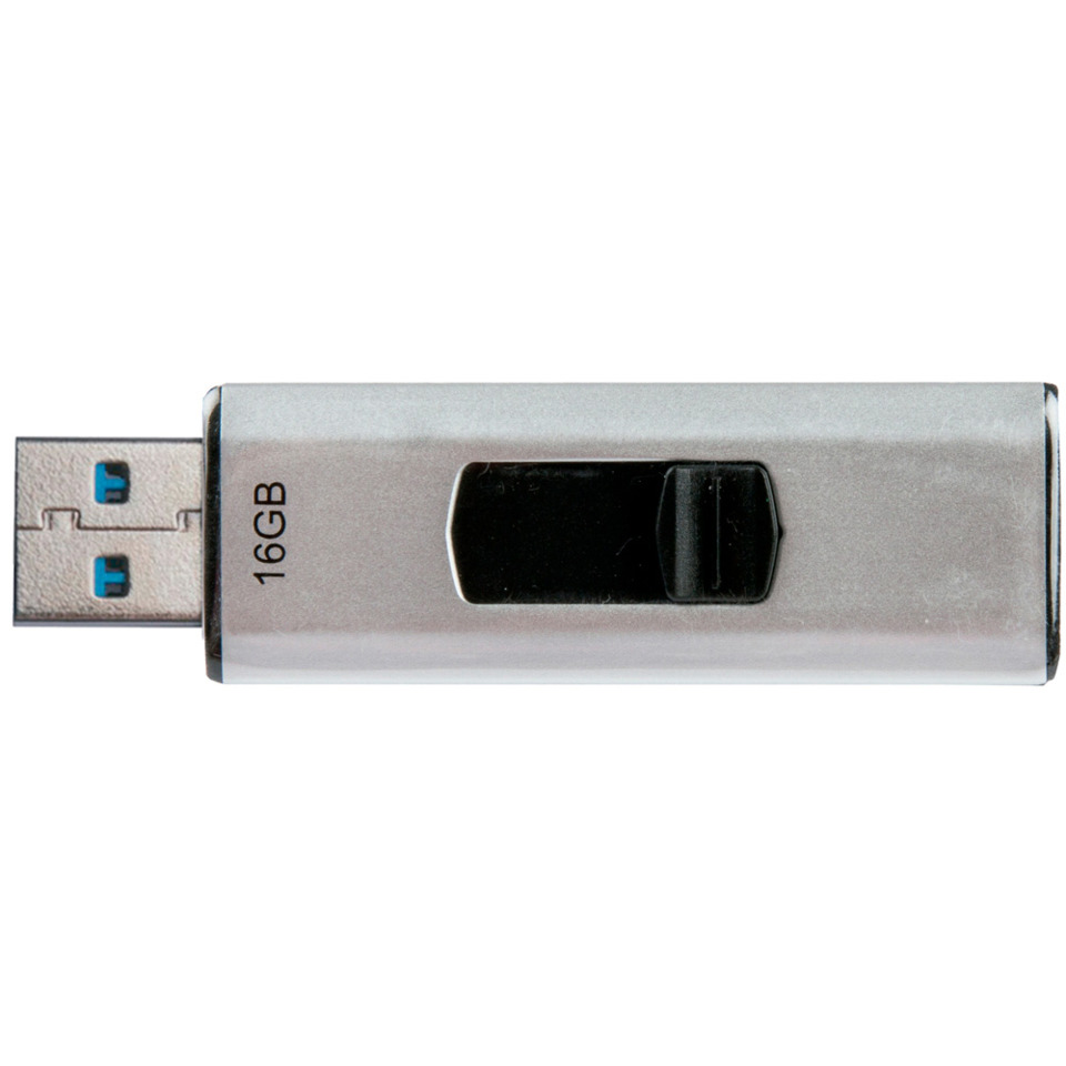 USB-Stick, 16GB, metallisch, Schieber, USB-A
