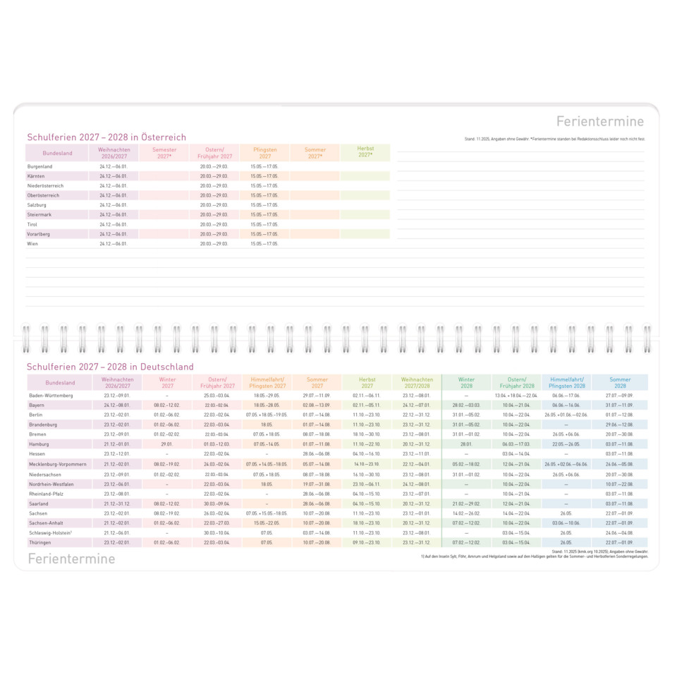 Schulferien, Termine, Kalender, Planer, Deutschland