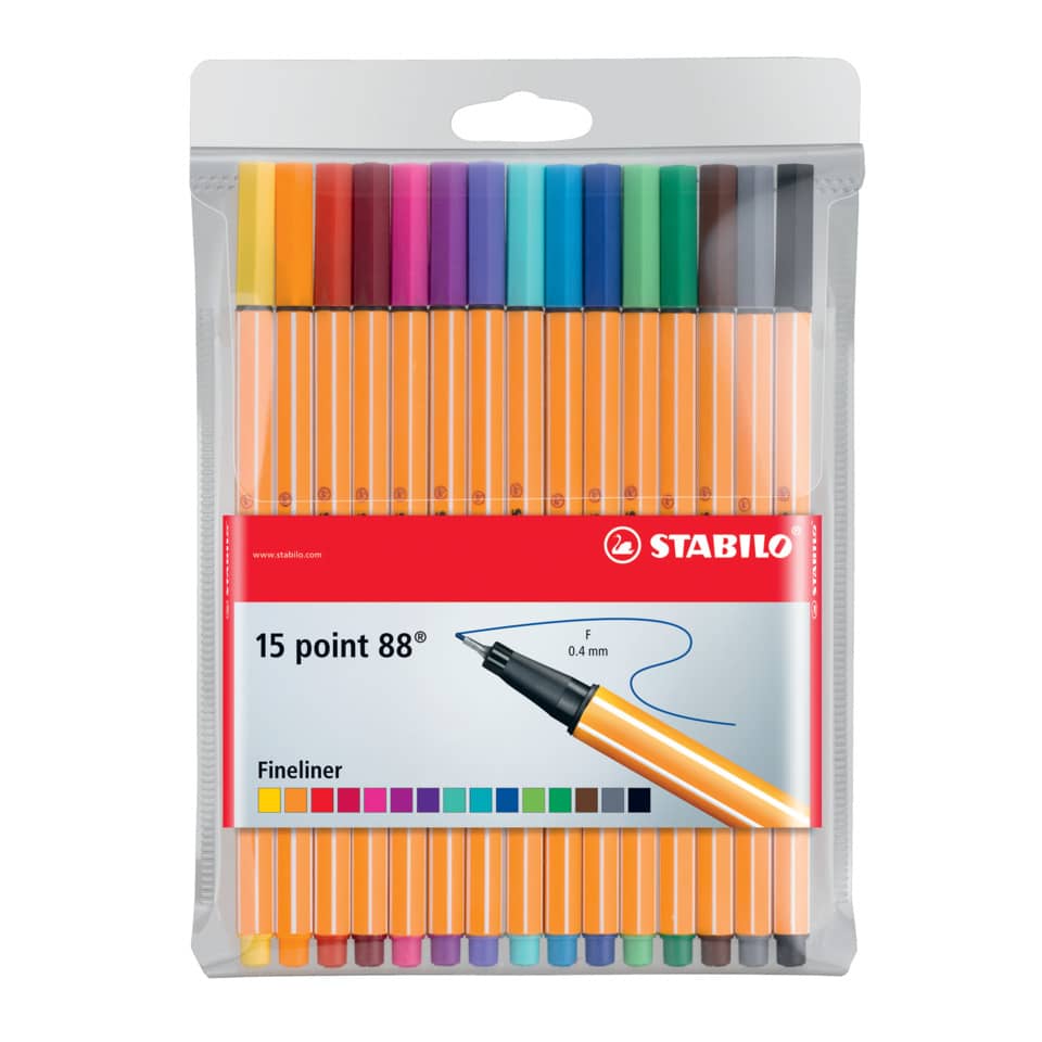 Marker Set, Fineliner, Pastel Orange, Assorted Colors, Packaged Pens