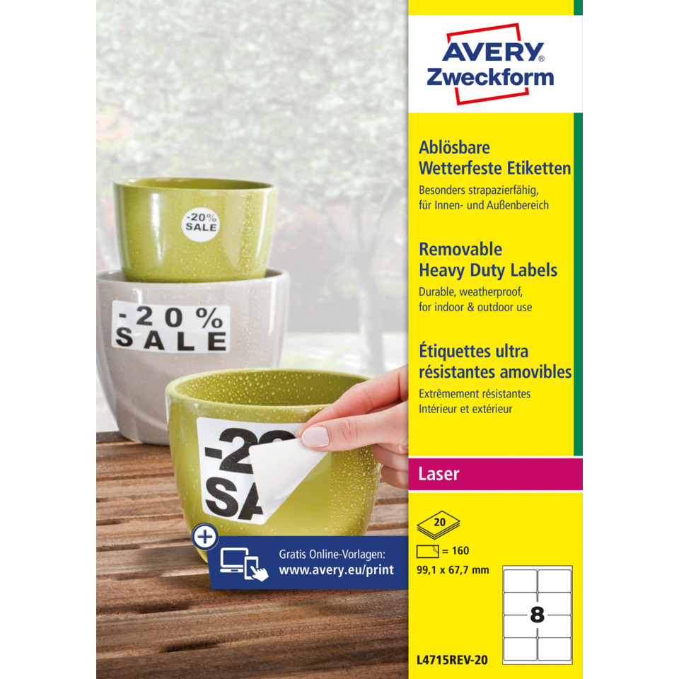 Tiefprägte Etiketten, Wetterfeste Labels, Aufklebende Etiketten, Schriftzug 
20% SALE, Kaffeebecher-Set