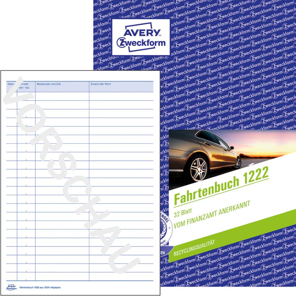 notebook, Fahrtenbuch, Recycling, Autothema, Vorderseite