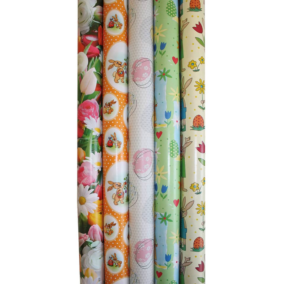 Wraps, Gift wrap, Patterned paper, Oster-Print, Blumen-/Tierendesign