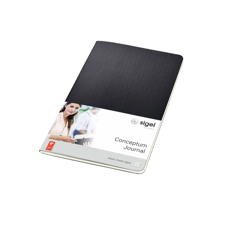 Conceptum Journal, A5 Notizbuch, Rippenstruktur Deckel, Weiße Hülle, Linierte Seiten