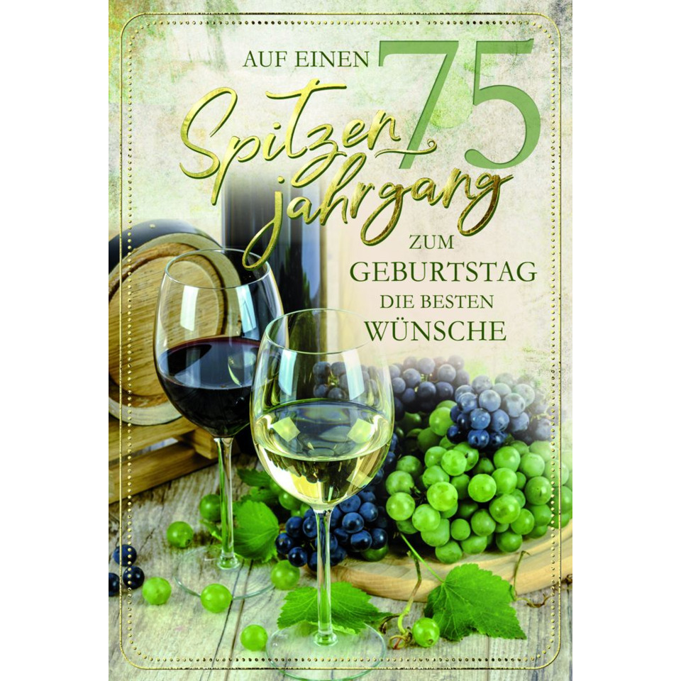 Wein, Gläser, Weintrauben, Holzfass, Geburtstagskarte