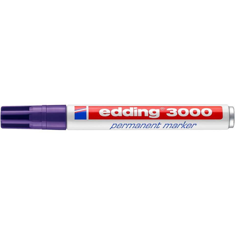 Permanentmarker, Marker, Edding 3000, Violetter Deckel, Weiße Körperfarbe