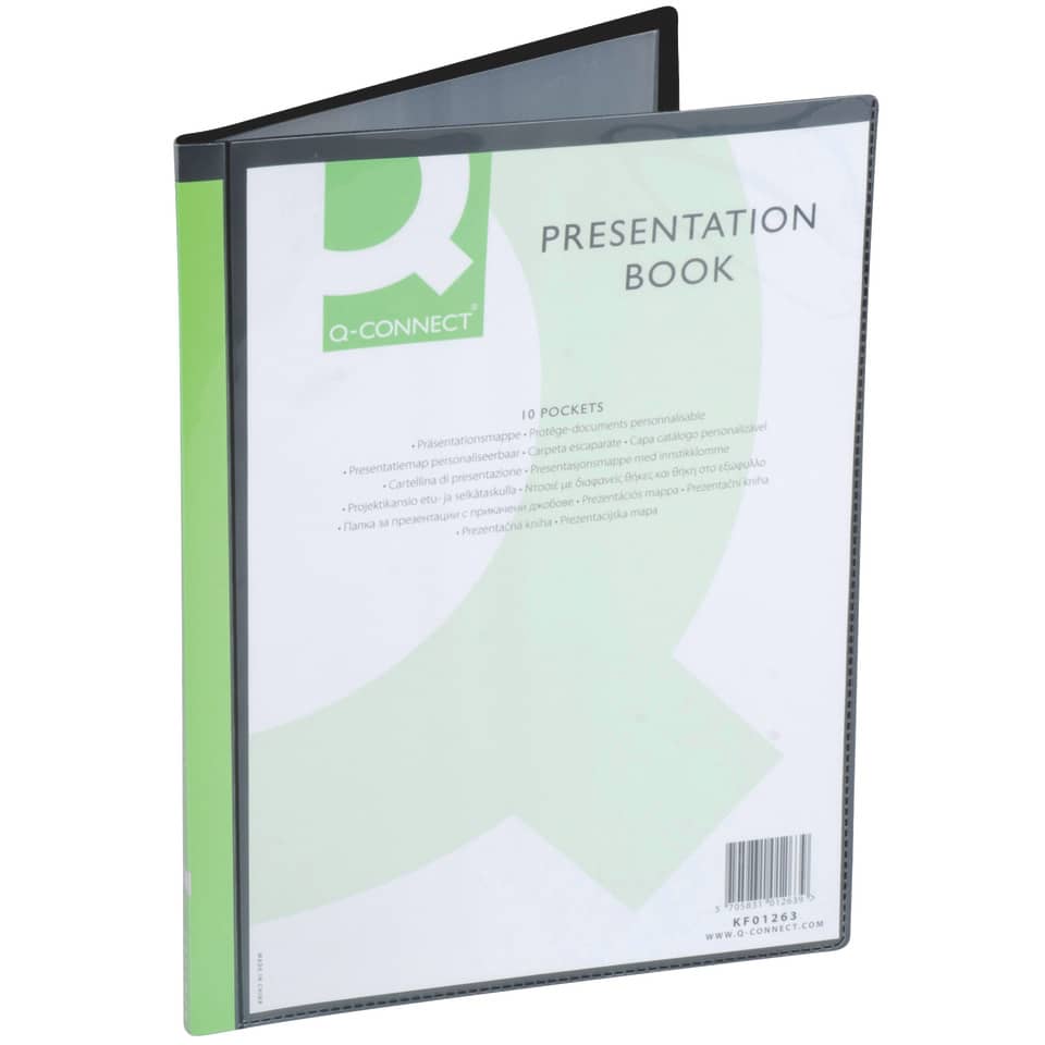  Präsentationsmappe, Ordner, A4-Ordner, Schwarz-Grün, Pockets
