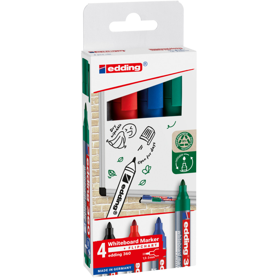 Whiteboard markers, Whiteboard markers, Kreide/Whiteboard, Verschiedene Farben, Verpackungskarton