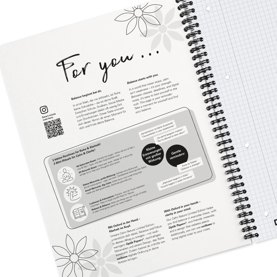 Notizbuch, Spiralbindung, Kreuzlinien-Notebook, Linierte Seiten, Blumenmuster