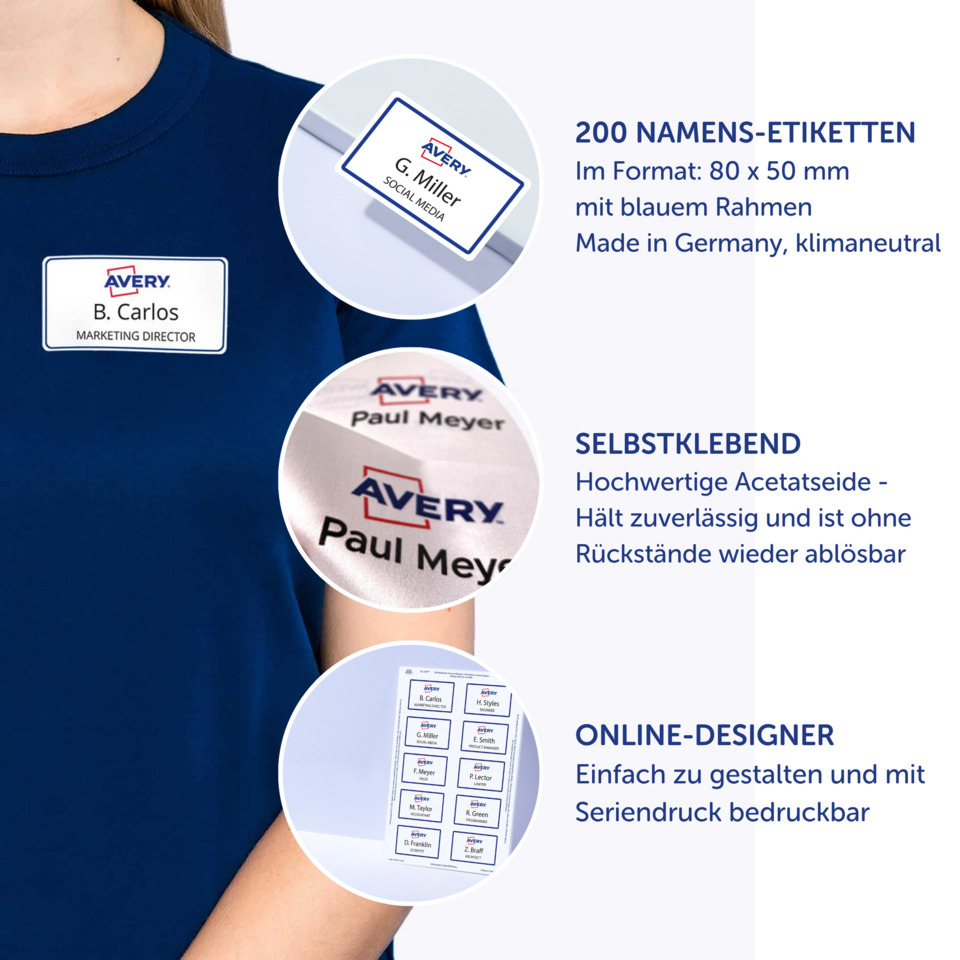 Nametags, Lanyard Pin, Selbstklebende Etikett, Avery Logo, Namensschild