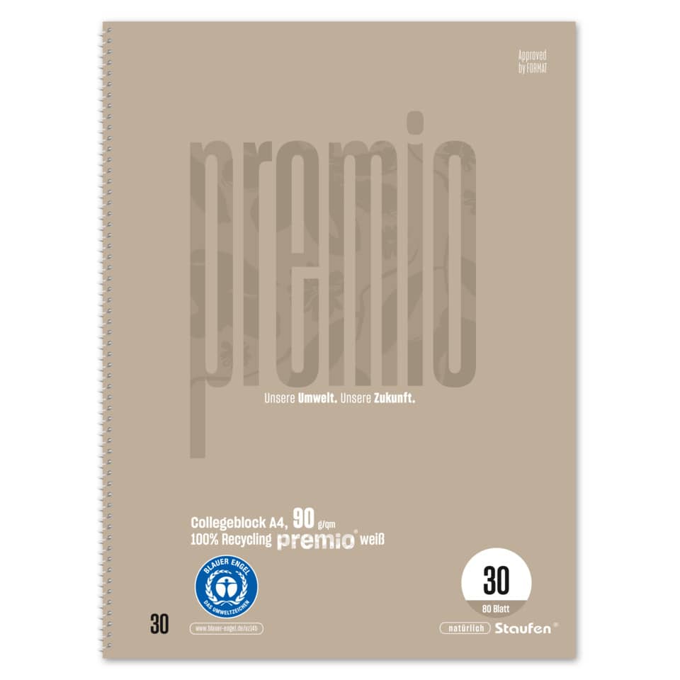 notebook, A4, spiral-bound, recycled, beige