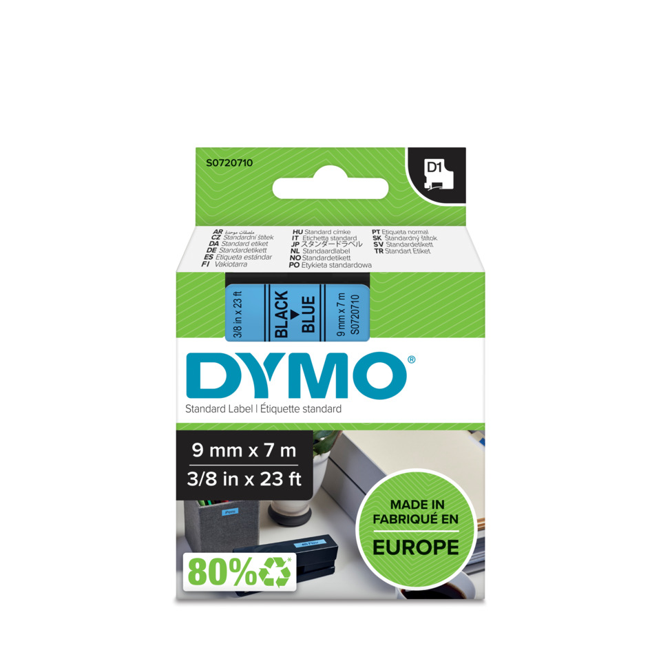 Standardetikett, Dymo, 8.0x23.0, SchwarzBlau, Europa
