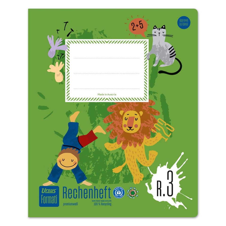 grüner Hintergrund, Briefumschlag, Tiger Illustration, Löwe Illustration, Notizblock, 2+5 Hinweis