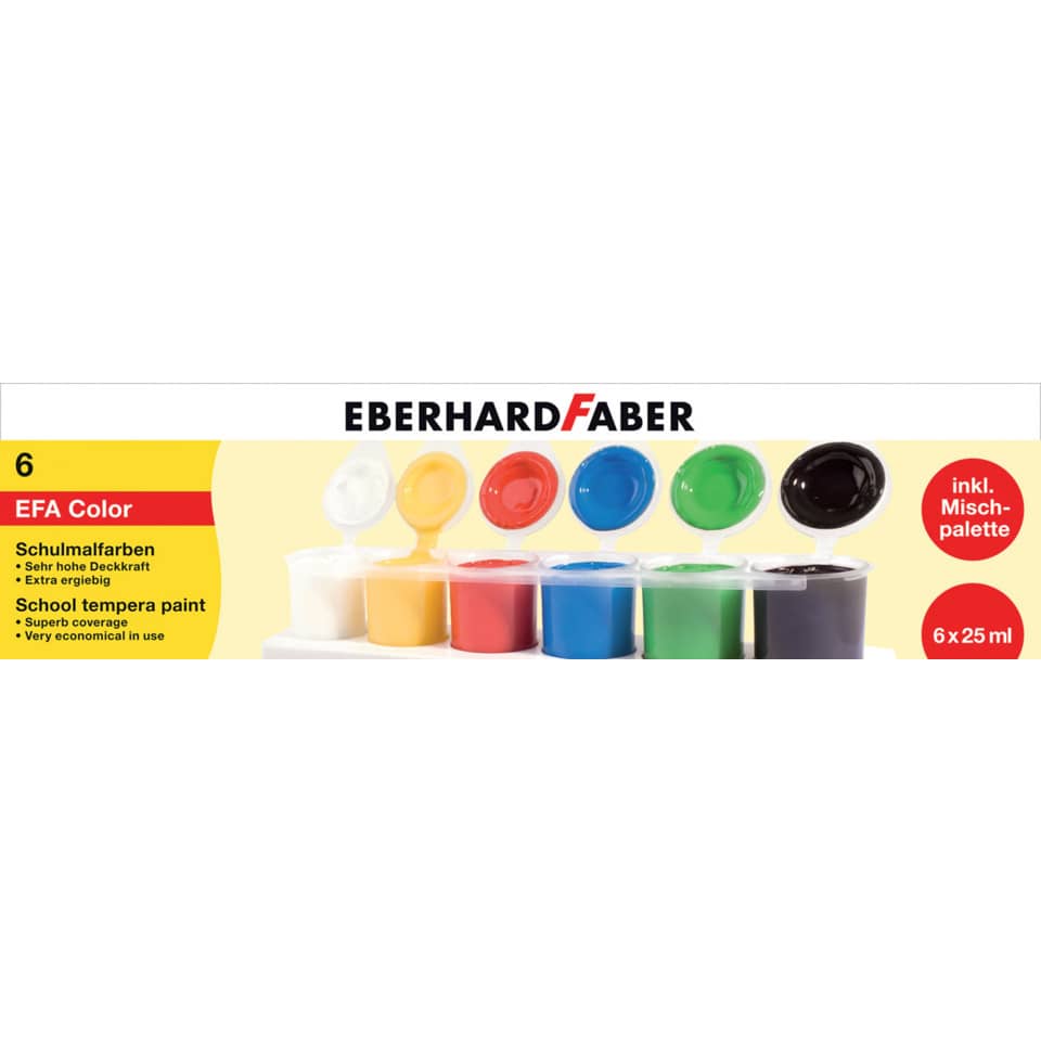 Farben, Schulmalfarben, Acrylfarben, Mischpalette, 6x25ml