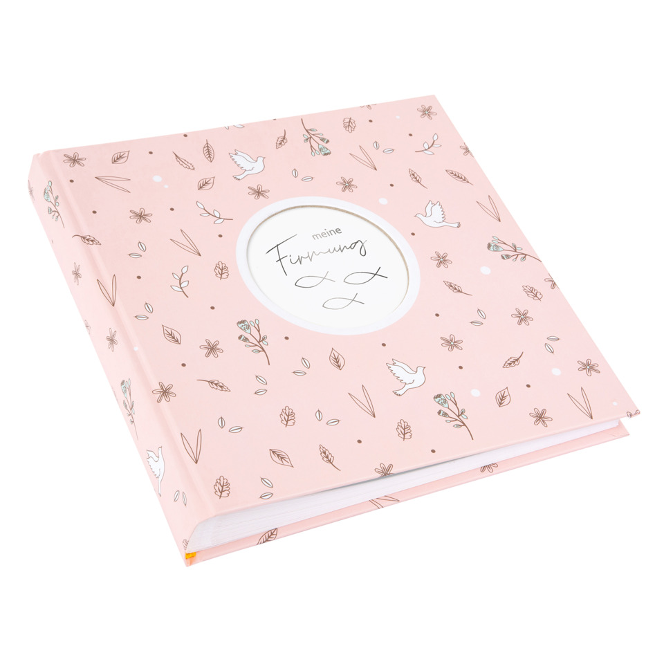Notizbuch, Pappeinband, rosa, Muster, Bindung