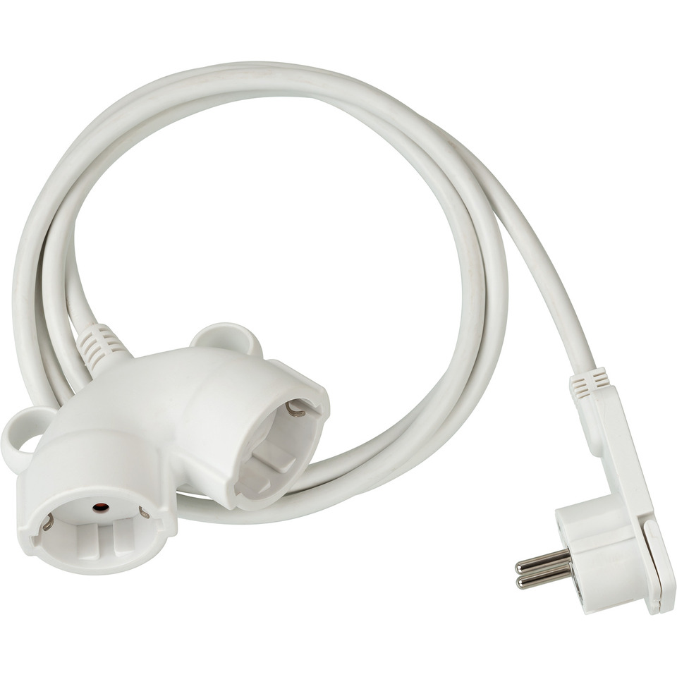 Steckeradapter, Verlängerungskabel, Schuko-Stecker, EU-Stecker, Weiße Farbe
