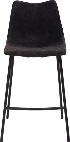 Bar-/Tresenhocker mySOLO 1175, Sitzschale in schwarzem Kunstleder, Vintage Look Rautensteppung, 4-Fuß-Gestell schwarz