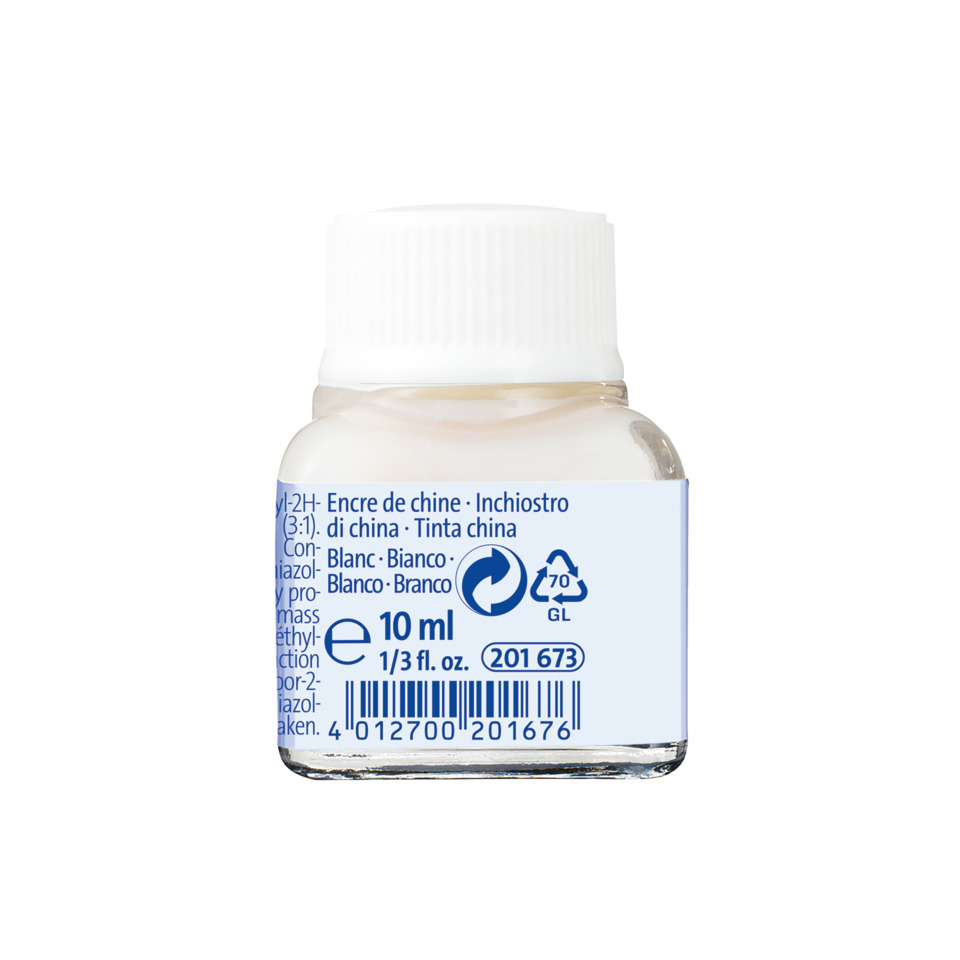 Nagellackflasche, weißer Deckel, blaue Etikette, 10 ml, Fläschchen
