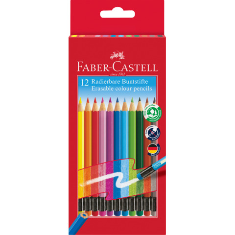 Farbstifte radierbar, 12 Stück FABER CASTELL 116612