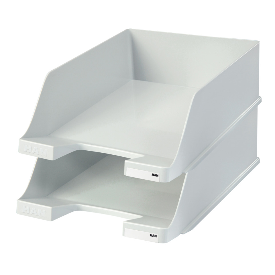 Schreibtisch-Organizer, Aktenordner, Stapelbox, Dokumentenablage, Grau