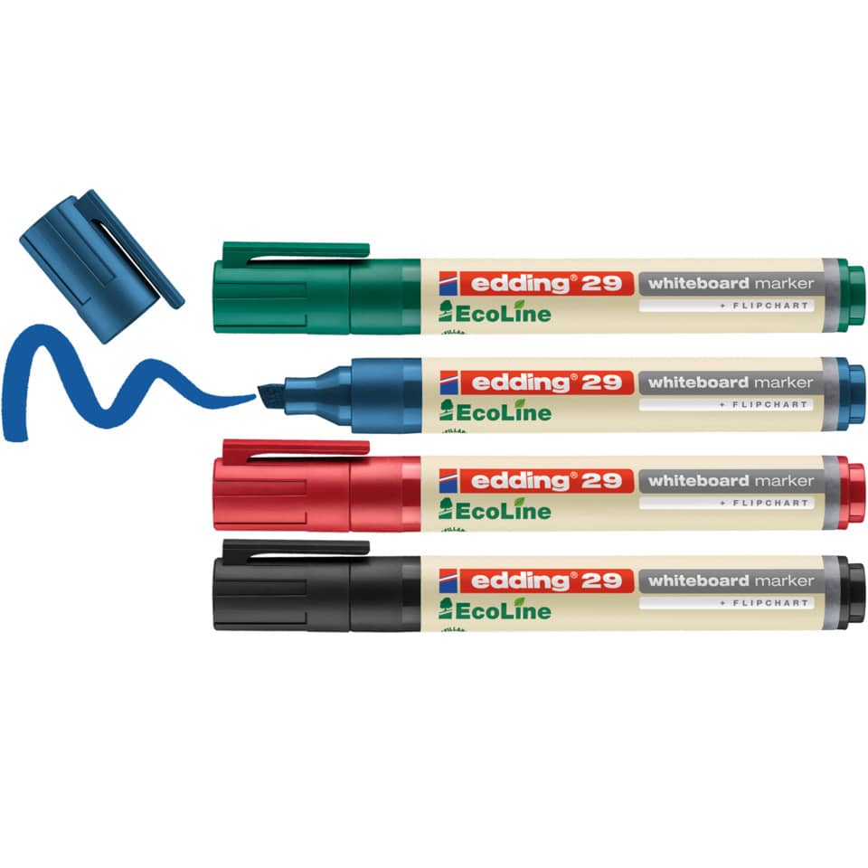Whiteboard marker, EcoLine, Chisel tip?, Assorted colors, Four markers