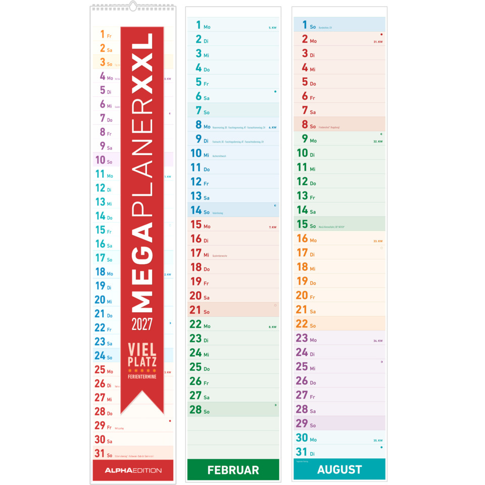 Kalender, Monatskalender, Plakat, Februar, August