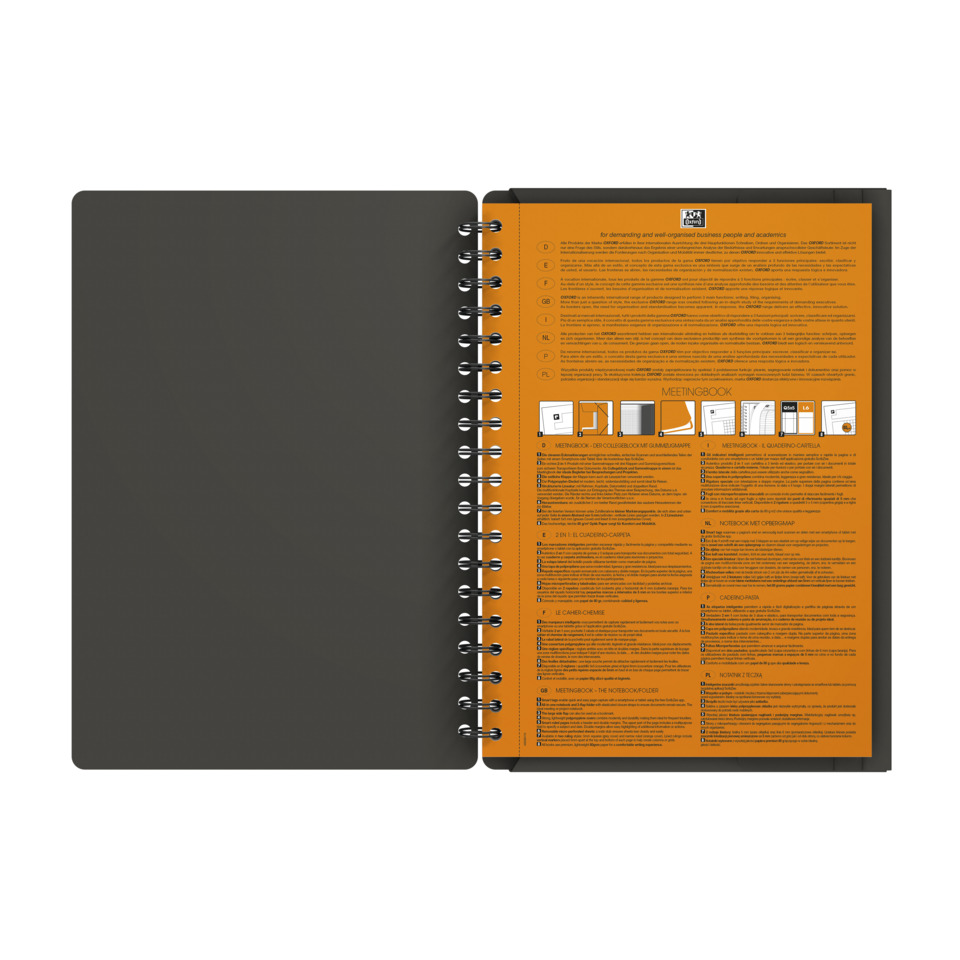 Spiral notebook, Notizbuch, Meetingbook, orange cover, Drahtbindung