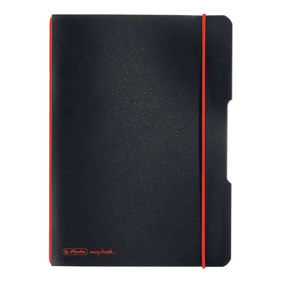Notizbuch, A4, Hardcover, Schwarz, Gummiband