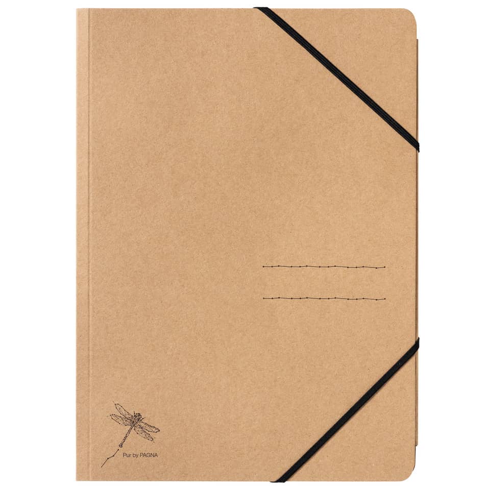 Notizbuch, Kartonhülle, Wrap-Notebook, Gummiband, Libelle-Print