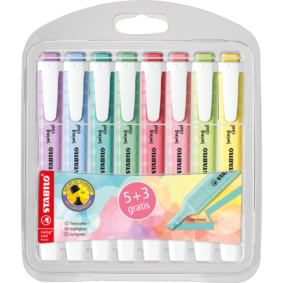stabilo swingo, highlighter set, neon pastel, farbmarker, stabilo swing