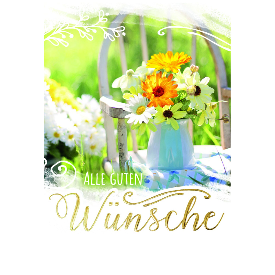 blumenstrauß, vasenblumen, gesteck, sonnige farben, wünschekarte