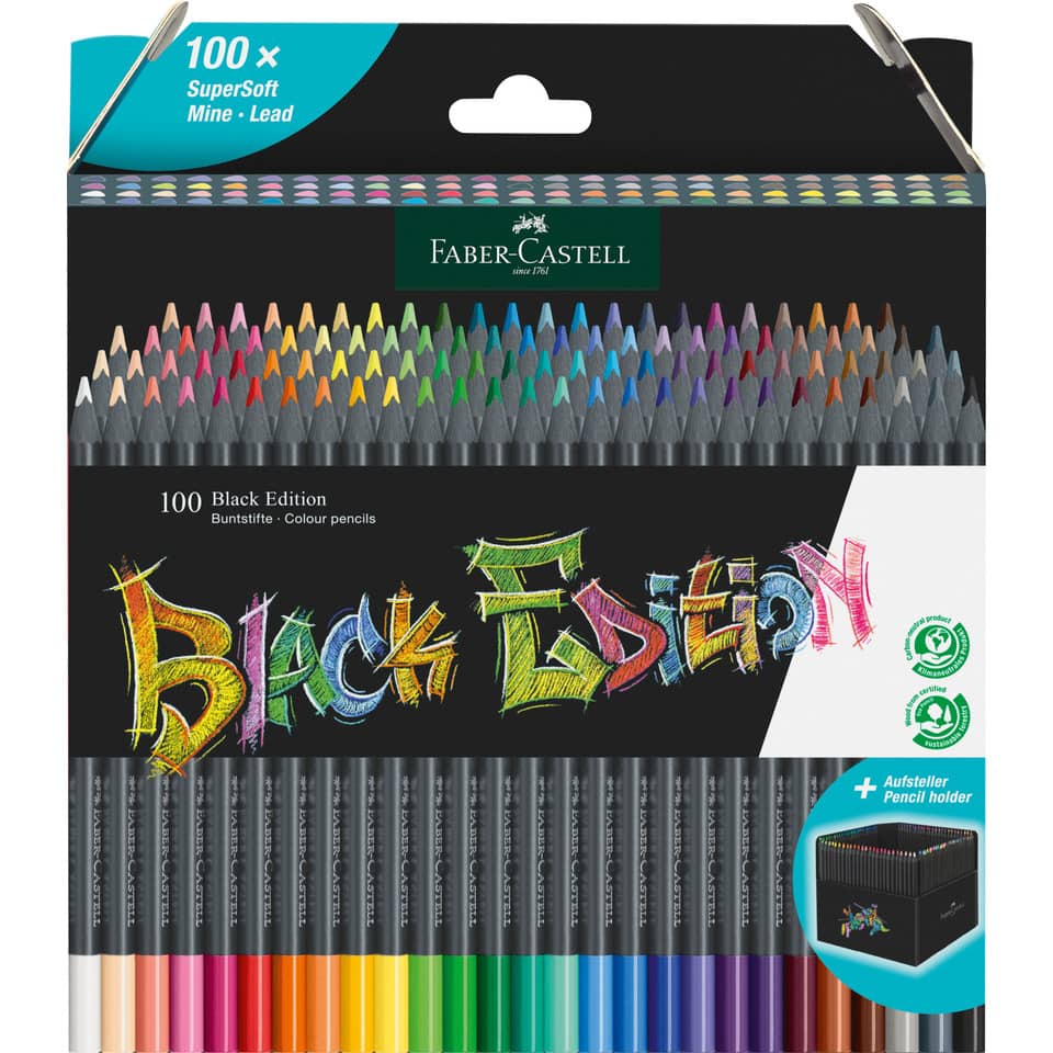 Farbstiftetui Black Edition, 100 Stück, sortiert FABER CASTELL 116411