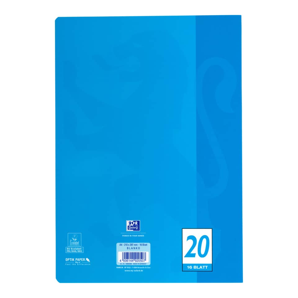 notebook, blue, A4, blank, 16 sheets