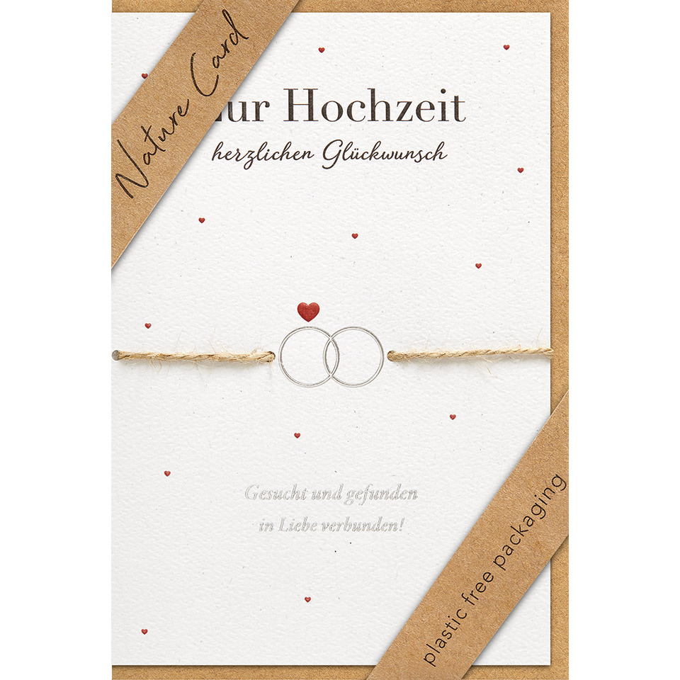 hochzeitskarte, ringe, herz, naturkarton, verpackung aus naturkarton