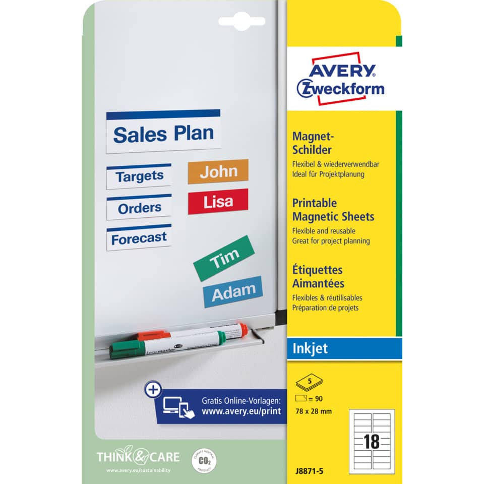 Magnetic sheets, Printable sheets, Magnet, Avery, Inkjet