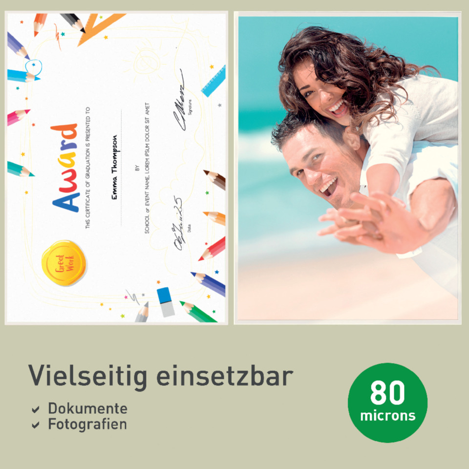 Zertifikat, Foto, A4, Karte, 80 Mikronen