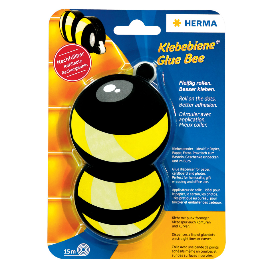 Klebebiene, Klebeabroller, Glitzerbiene, Bastelzubehör, Klebepunkte, Klebebiene, Klebe Spender, Klebepunkte, Roll-on-Dots, Papierbedarf
