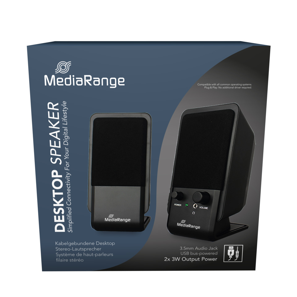 Desktop-Lautsprecher, USB betrieben, 2x3W Ausgang, Stereo-Lautsprecher, MediaRange