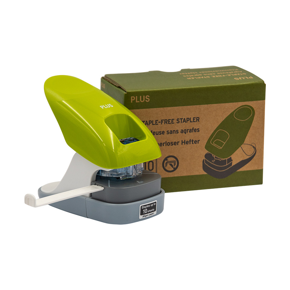 Klebe-Stapler, Schreibtisch-Stapler, Heftgerät, Klemmhefter, Grün