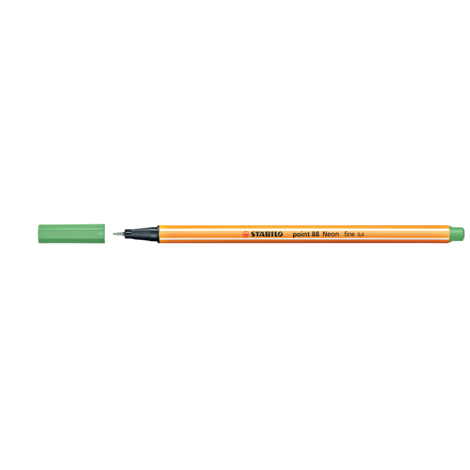 Marker, Fine liner, Orange body, Green cap, Neon point 88